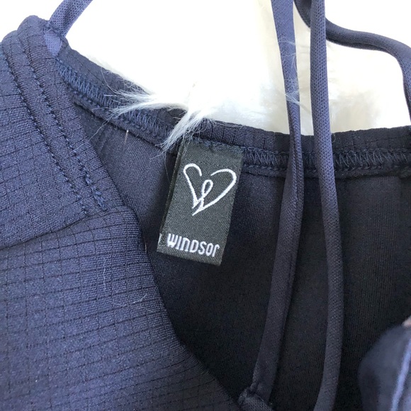 Windsor Navy Cocktail Dress S Plunge Neckline - Picture 6 of 7